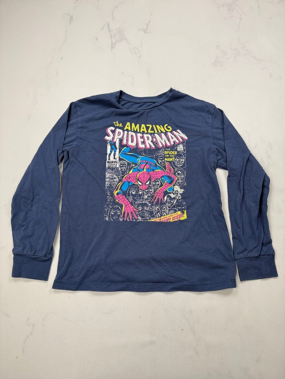 Marvel Spider-Man Graphic Tee Navy 80s Street Style - Boys 10/12 L